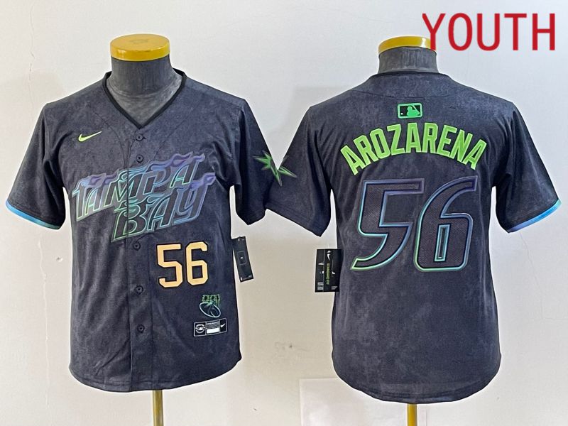 Youth Tampa Bay Rays #56 Randy Arozarena Nike MLB Limited City Connect Black 2024 Jersey style 1->youth mlb jersey->Youth Jersey